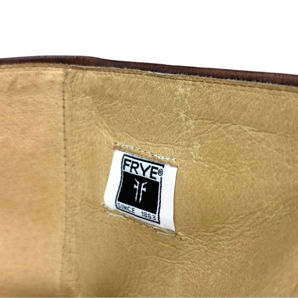 FRYE VERONICA BROWN DISTRESSED TALL MOTO EQUESTRIAN STYLE BACK ZIP LEATHER BOOTS - Picture 13 of 14